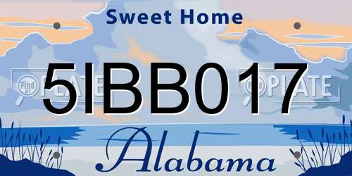 5IBB017 Alabama License Plate
