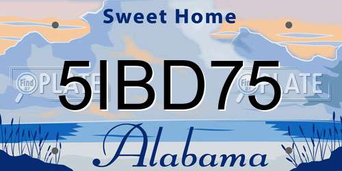 5IBD75 Alabama License Plate