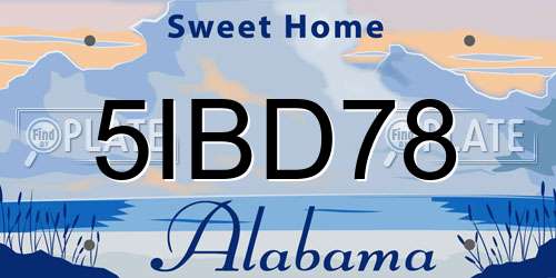 5IBD78 Alabama License Plate