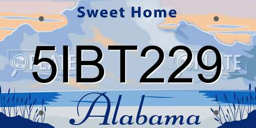 5IBT229 Alabama License Plate