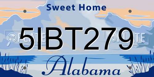 5IBT279 Alabama License Plate