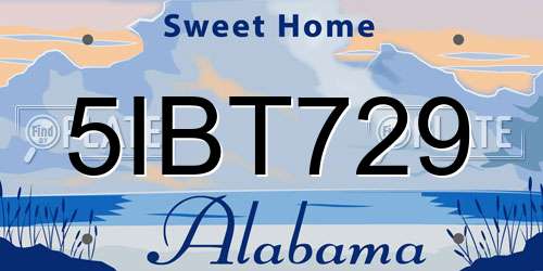 5IBT729 Alabama License Plate