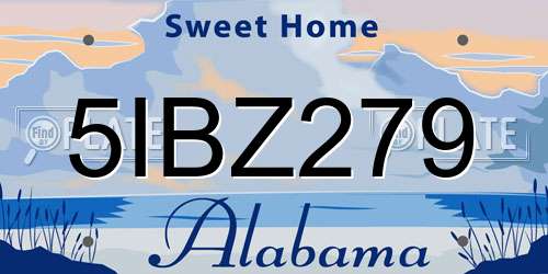 5IBZ279 Alabama License Plate