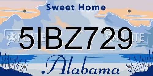 5IBZ729 Alabama License Plate