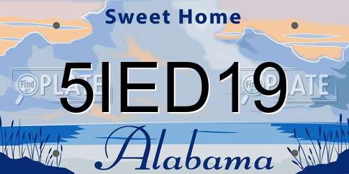 5IED19 Alabama License Plate