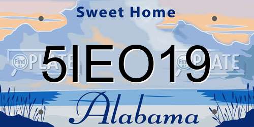 5IEO19 Alabama License Plate