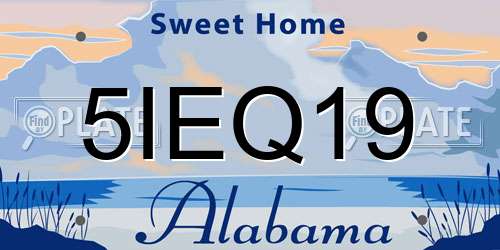 5IEQ19 Alabama License Plate