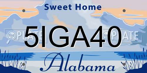 5IGA40 Alabama License Plate