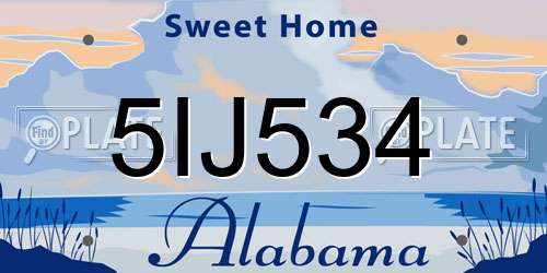 5IJ534 Alabama License Plate