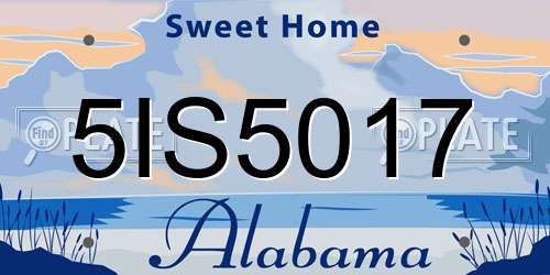 5IS5017 Alabama License Plate