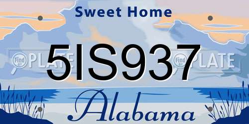 5IS937 Alabama License Plate