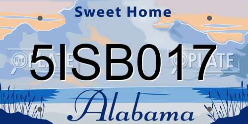 5ISB017 Alabama License Plate
