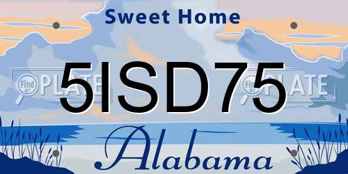 5ISD75 Alabama License Plate
