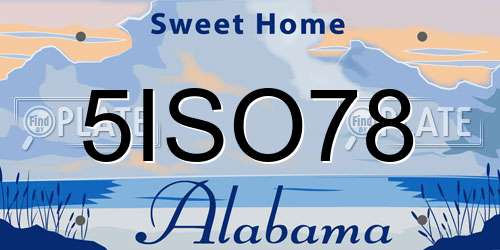 5ISO78 Alabama License Plate