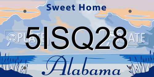 5ISQ28 Alabama License Plate