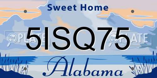 5ISQ75 Alabama License Plate