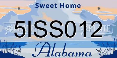 5ISS012 Alabama License Plate