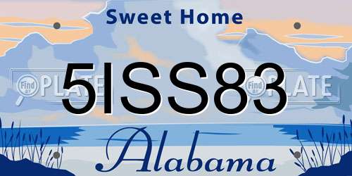 5ISS83 Alabama License Plate
