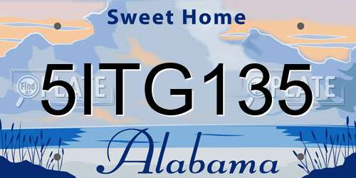 5ITG135 Alabama License Plate