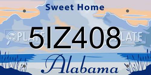 5IZ408 Alabama License Plate