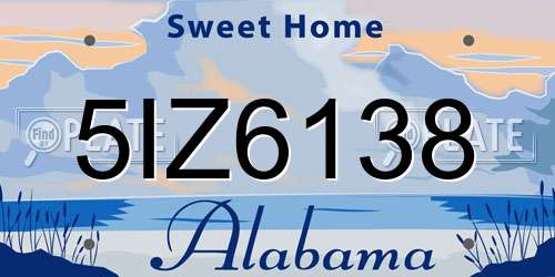 5IZ6138 Alabama License Plate