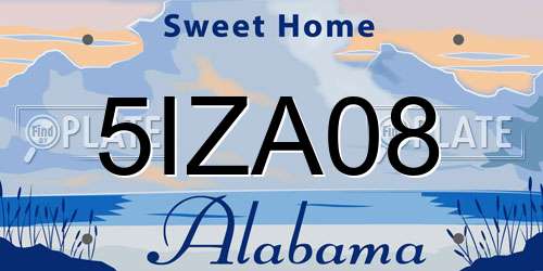 5IZA08 Alabama License Plate