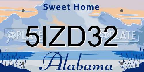 5IZD32 Alabama License Plate