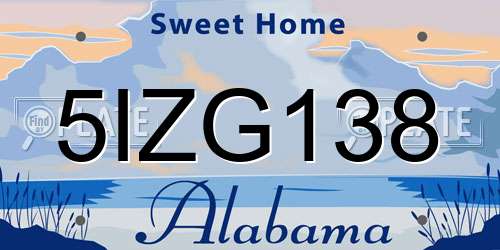 5IZG138 Alabama License Plate