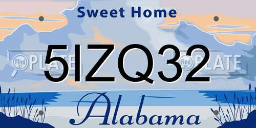 5IZQ32 Alabama License Plate