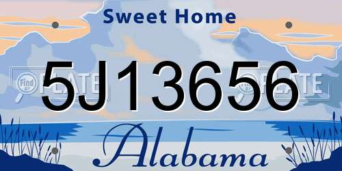 5J13656 Alabama License Plate