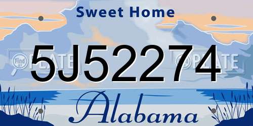 5J52274 Alabama License Plate