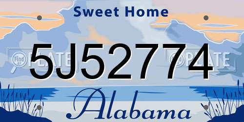 5J52774 Alabama License Plate