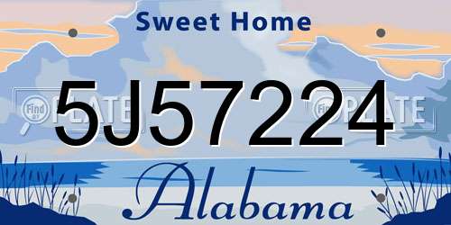 5J57224 Alabama License Plate