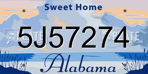 5J57274 Alabama License Plate