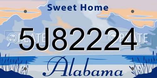 5J82224 Alabama License Plate