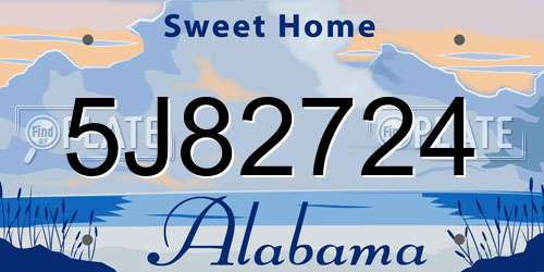 5J82724 Alabama License Plate