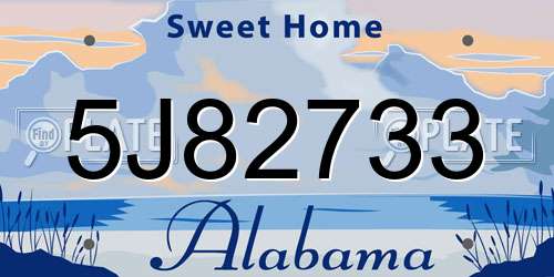 5J82733 Alabama License Plate