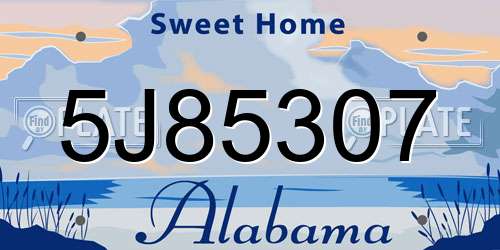 5J85307 Alabama License Plate