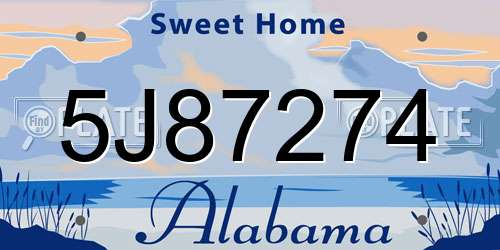 5J87274 Alabama License Plate