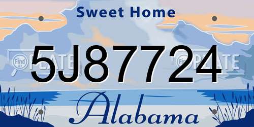 5J87724 Alabama License Plate