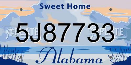 5J87733 Alabama License Plate