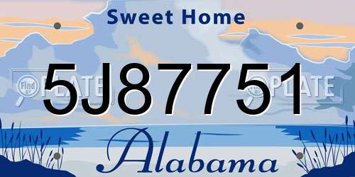 5J87751 Alabama License Plate