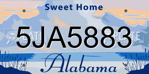 5JA5883 Alabama License Plate