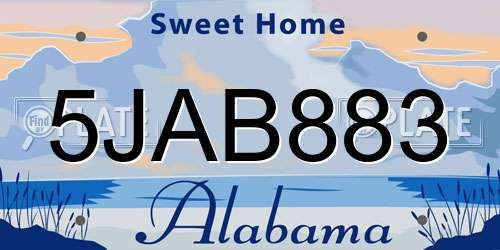 5JAB883 Alabama License Plate