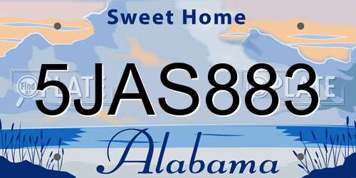 5JAS883 Alabama License Plate