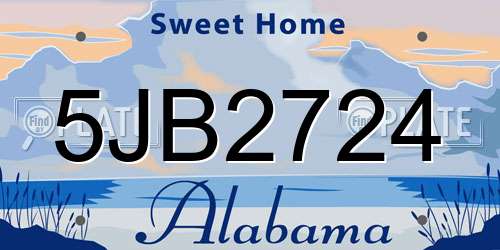 5JB2724 Alabama License Plate
