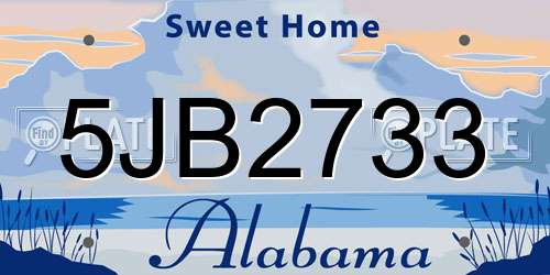 5JB2733 Alabama License Plate