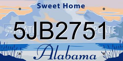 5JB2751 Alabama License Plate