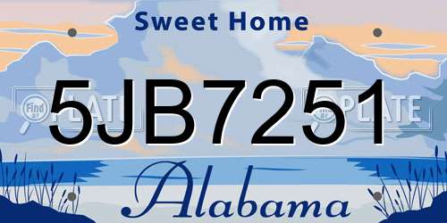 5JB7251 Alabama License Plate