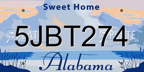 5JBT274 Alabama License Plate